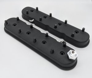 Chevrolet Camaro Valve Covers - Granatelli Motor Sports - Tall w/Angled Coil Mounts - Black Wrinkle - `96-`22